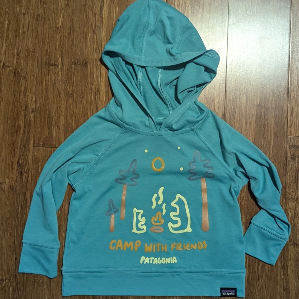 Patagonia Long Sleeve Capilene Silkweight Hoodie teal 6-12 mo NWOT